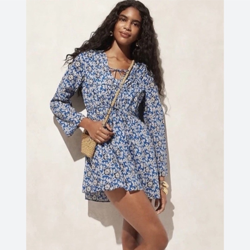 J. Crew Cotton Viole Tunic cover up with Side ties. Collet Size M.